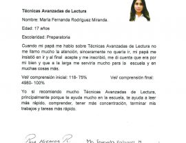 Ma. Fernanda Rodríguez P. – Estudiante de Preparatoria